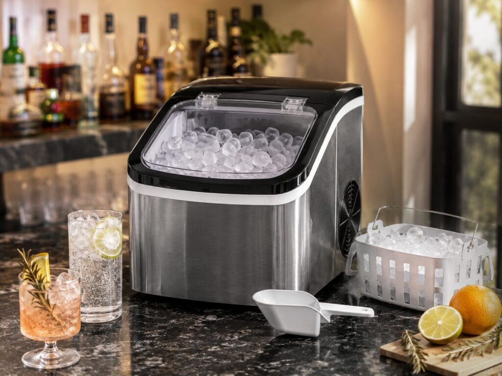Compact bullet ice maker for everyday home bar use