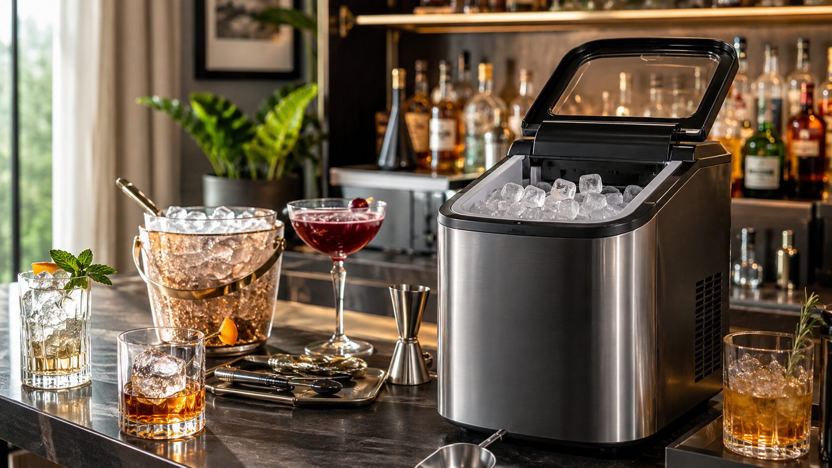 Best countertop ice makers for home bars with fresh ice and cocktail drinks