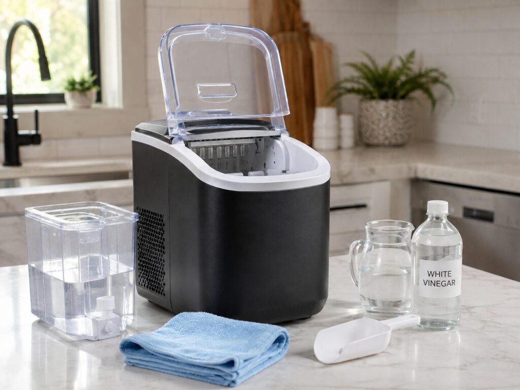 Cleaning and maintaining a countertop ice maker at home